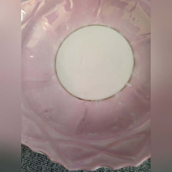 Antique Victorian Style Lusterware Cup and Saucer, Raised Floral Details - Picture 6 of 8